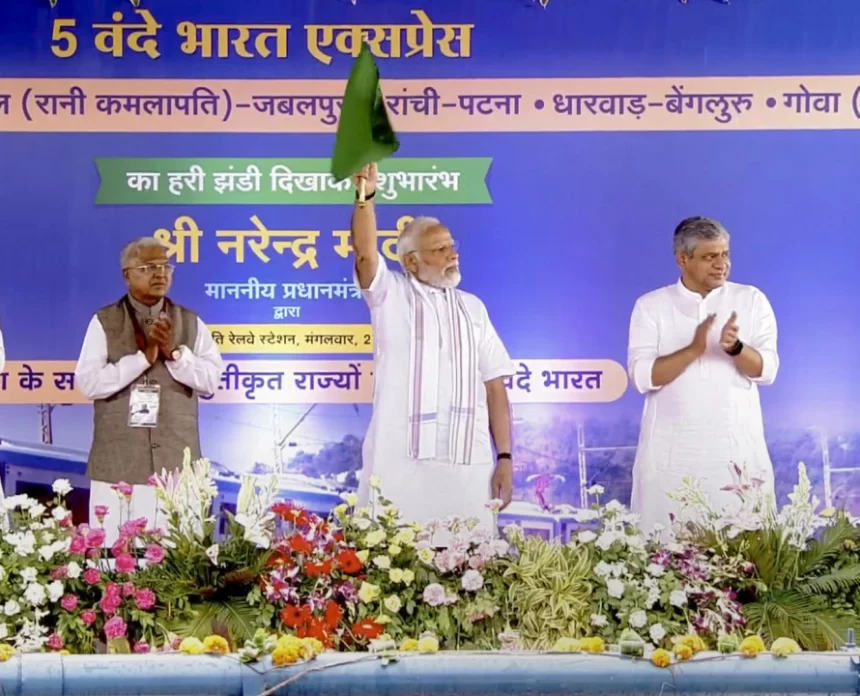 PM Modi flags off 5 Vande Bharat trains from Bhopal