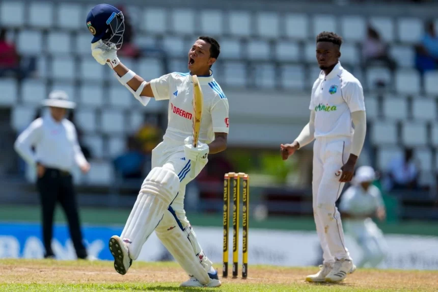 IND VS WI test day 2 records galore as jaiswal fires maiden test ton in wi