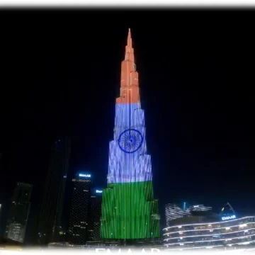 Burj Khalifa illuminates in colours of Indian flag on Independence Day