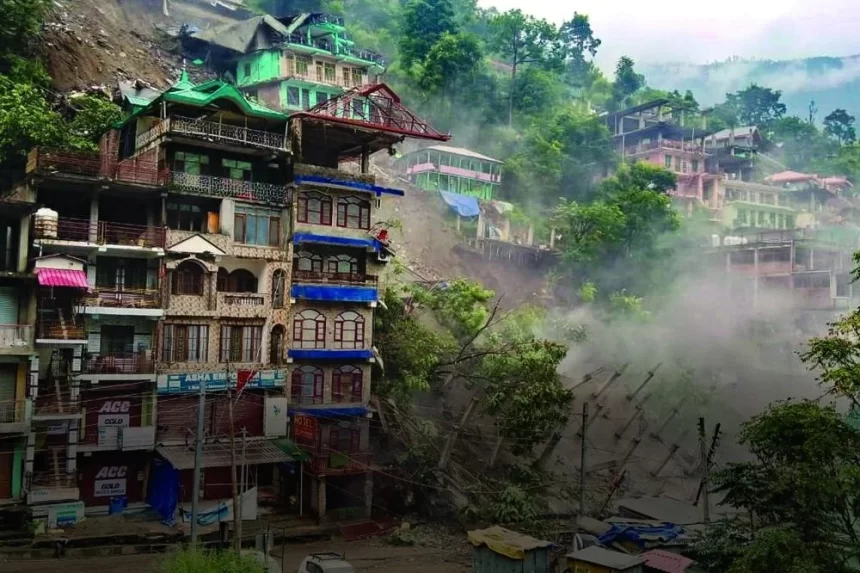 Landslide destroys several buildings in India’s Himachal Pradesh state