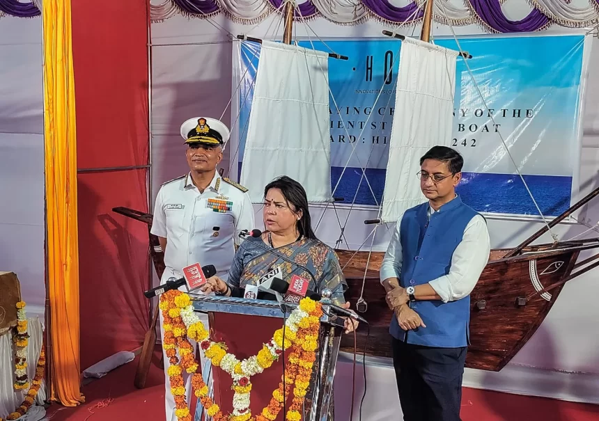 Union Minister Meenakshi Lekhi lays keel for Navy’s stitched ship in Goa