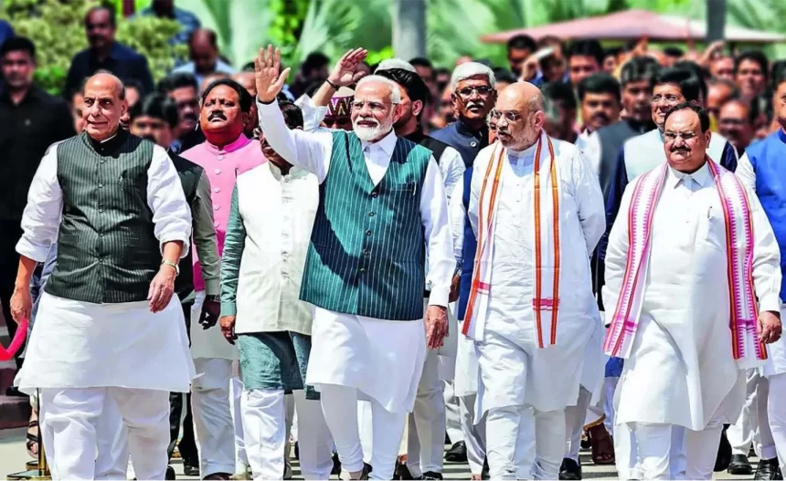 Prime Minister Modi Leads MPs to new Parliment