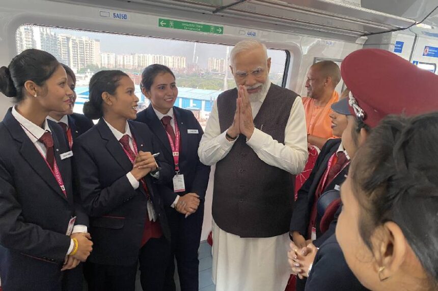 PM flags off first train of Delhi-Meerut RRTS service, takes ride in ‘Namo Bharat’ train