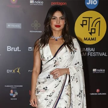 Priyanka stuns in white saree for Jio MAMI Mumbai Film Festival