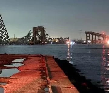 Francis Scott Key Bridge in Baltimore collapses after being struck by cargo ship