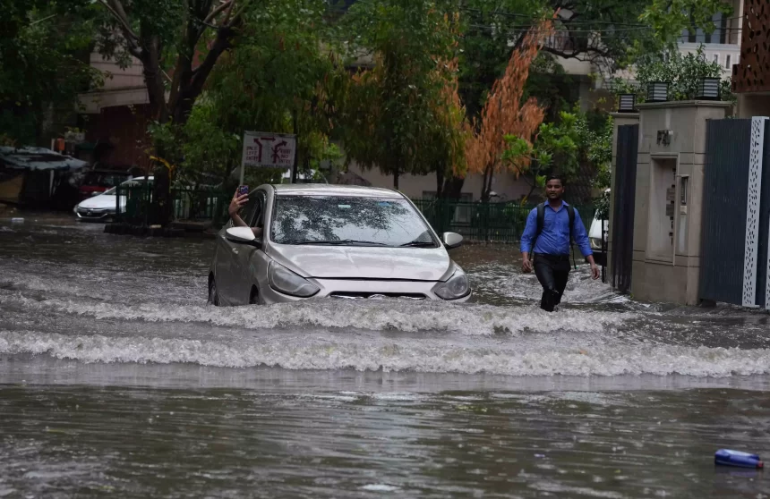 Heavy rain leaves Delhi waterlogged, traffic crawls