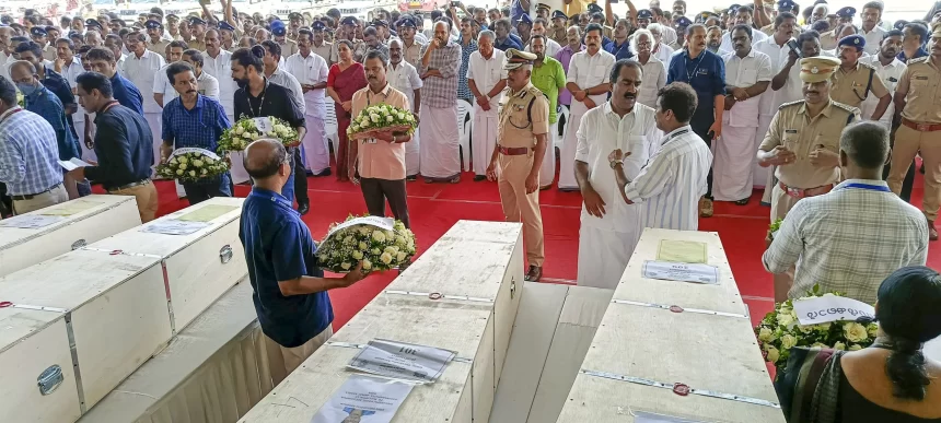 Kuwait fire: Mortal remains of 31 Indians received at Kochi airport, political leaders pay tributes