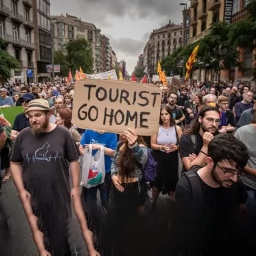 Barcelona locals aggressively protest overtourism