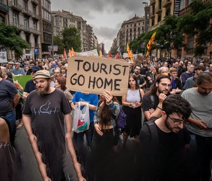 Barcelona locals aggressively protest overtourism