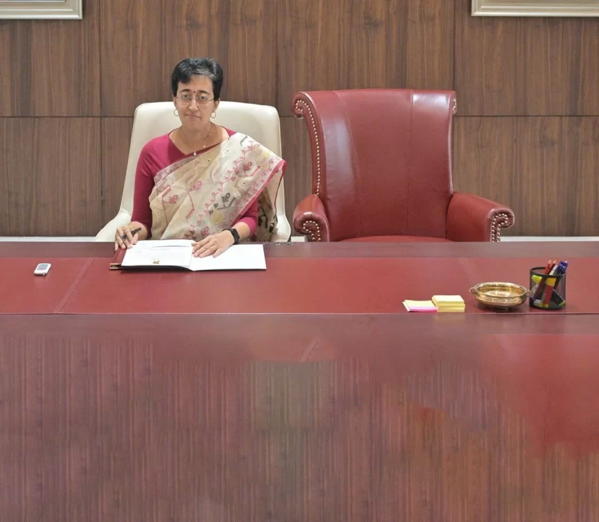 Atishi takes charge as CM, leaves empty chair for Kejriwal