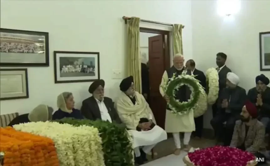 PM Modi Pays Tribute To Manmohan Singh At His Delhi Residence