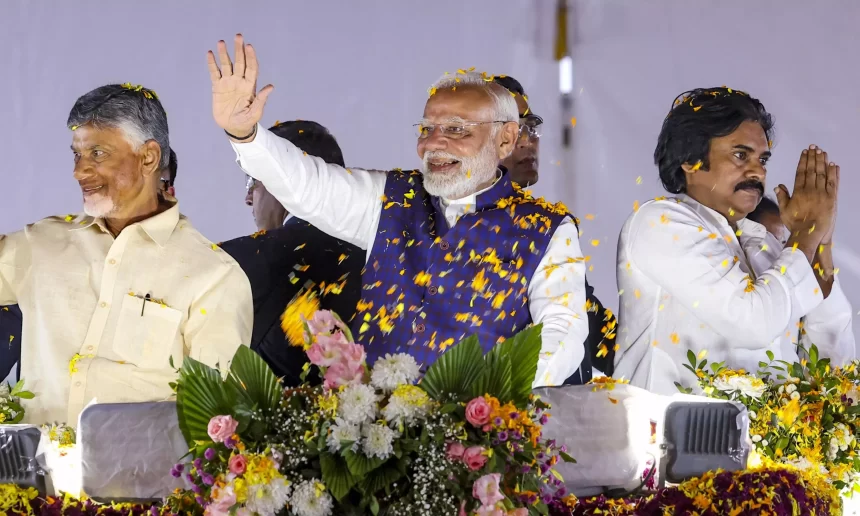 PM Modi inaugurates InR 2 lakh cr. projects in Andhra Does Massive Road Show