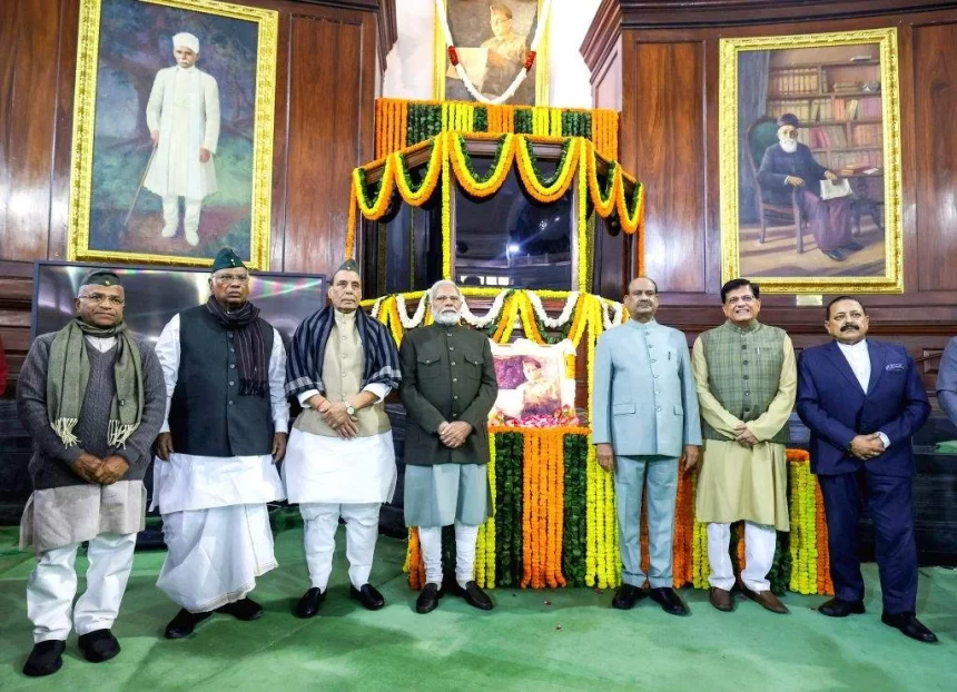 PM Modi, his cabinet colleagues pay tribute to Netaji Subhas Chandra Bose in Samvidhan Sadan