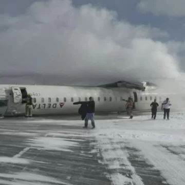 Delta plane flips on landing at Toronto airport, all 80 on board survive