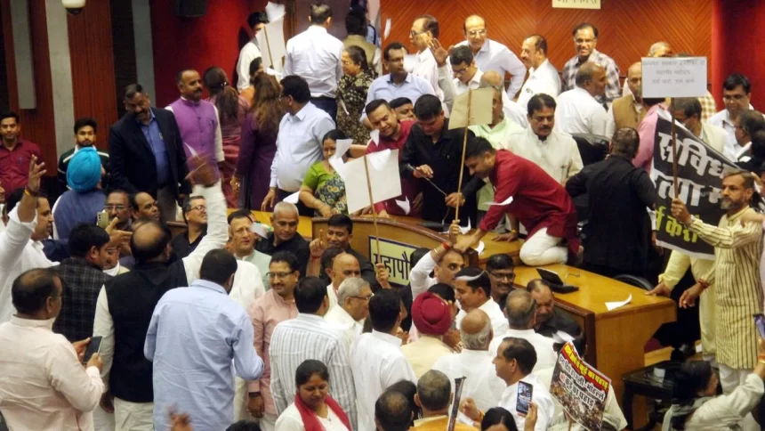 MCD House meet adjourned as AAP, BJP councillors spar
