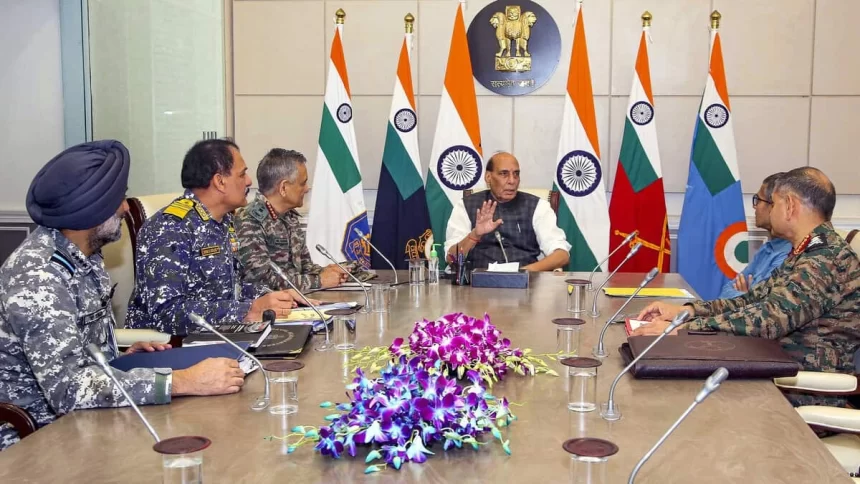 Rajnath reviews security situation with CDS, 3 service chiefs