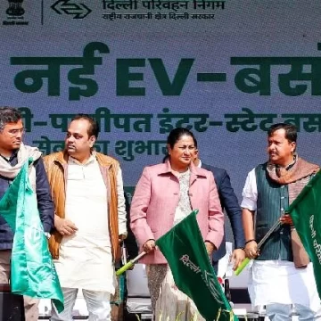 BJP Chief Nitin Nabin Joins Delhi CM In Launching 500 E-Buses