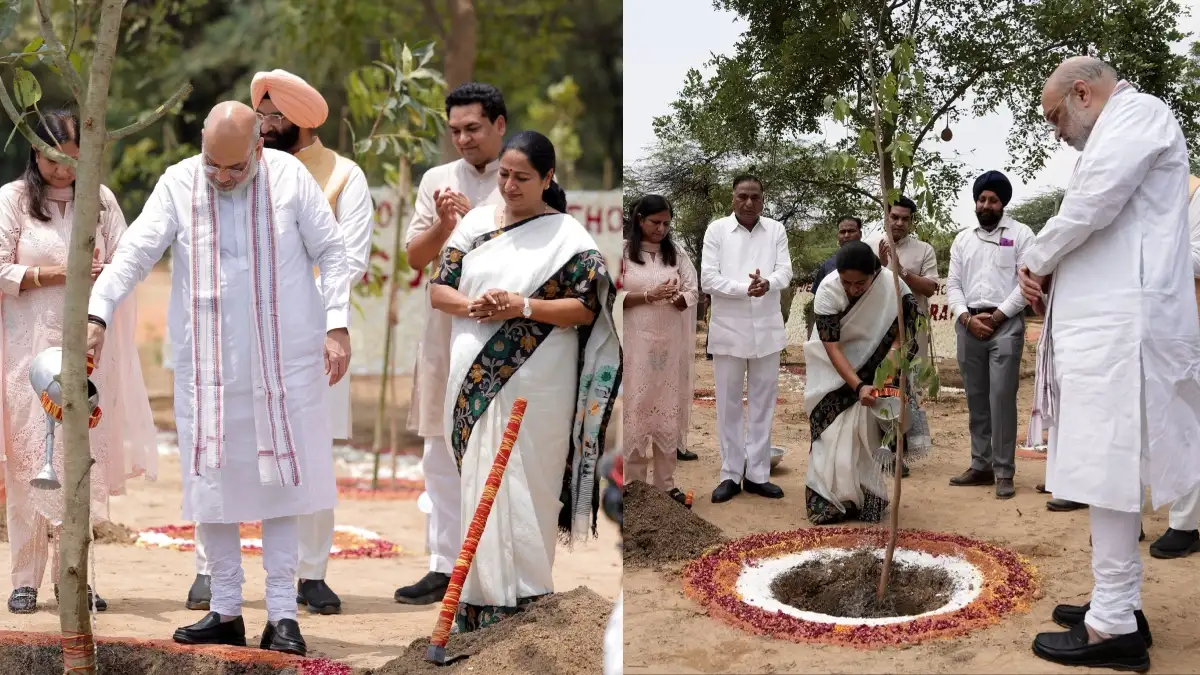 HM Amit Shah, Delhi CM launch eco-restoration drive to plant 70 lakh trees, flag off 300 e-buses HM Amit Shah, Delhi CM launch eco-restoration drive to plant 70 lakh trees, flag off 300 e-buses