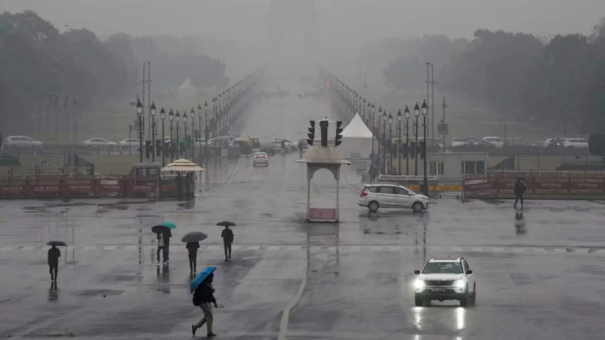 Rain brings Delhi temp down; AQI improves
